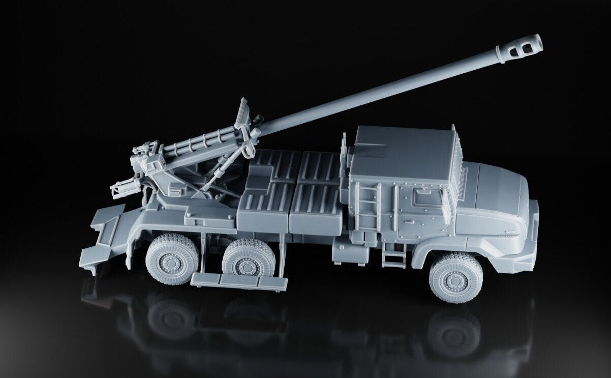 CAESAR 155mm 6x6 - 1/100 Scale - Nexter Renault - 3D Printed - Resin - Military