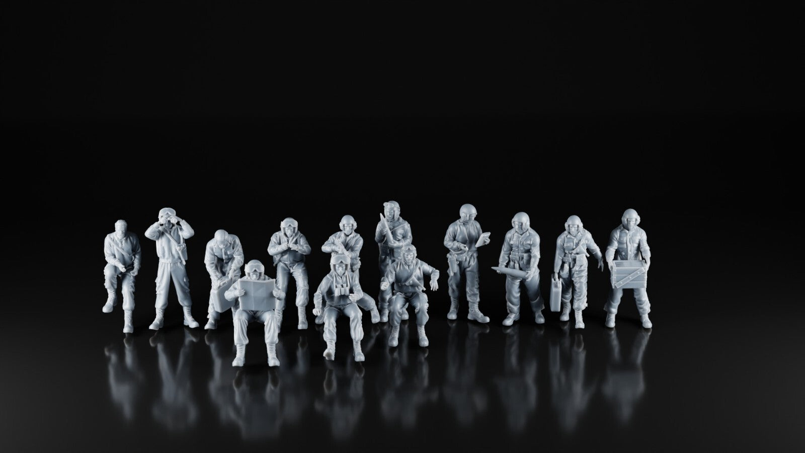 US Tank Crews WW2 x13 - 1/87 - Military Model Figures - 3D Printed Resin