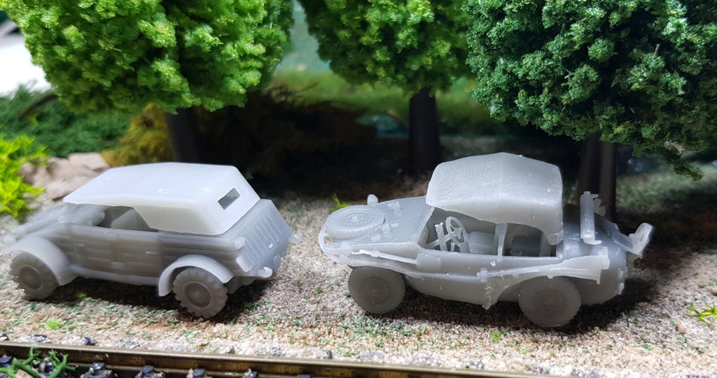 Kubelwagen x3 Schwimmwagen x2 - 1/72 - Military Model - 3D Print - WW2 Germany