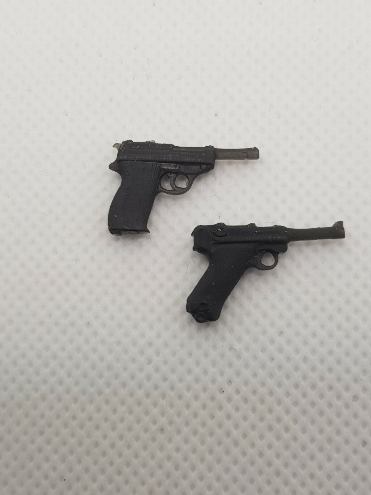 Luger P08 & Walther P38 - 1/12 Scale - WWII - 3D Printed - Resin - 6" Figures