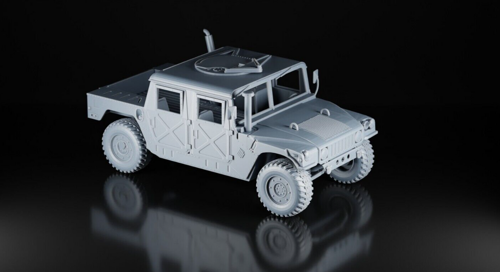 HMMWV Humvee M1043 - 1/87 Scale - US Army - 3D Printed - Resin - Military Model