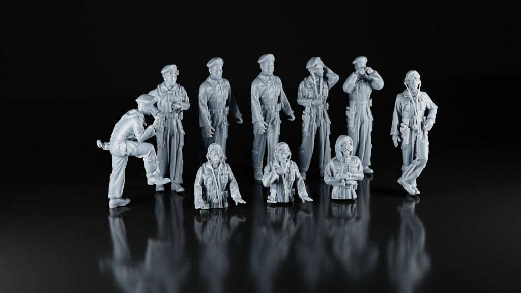 British Tank Crews X10 - 1/87 - WW2 Military Model - 3D Printed Resin