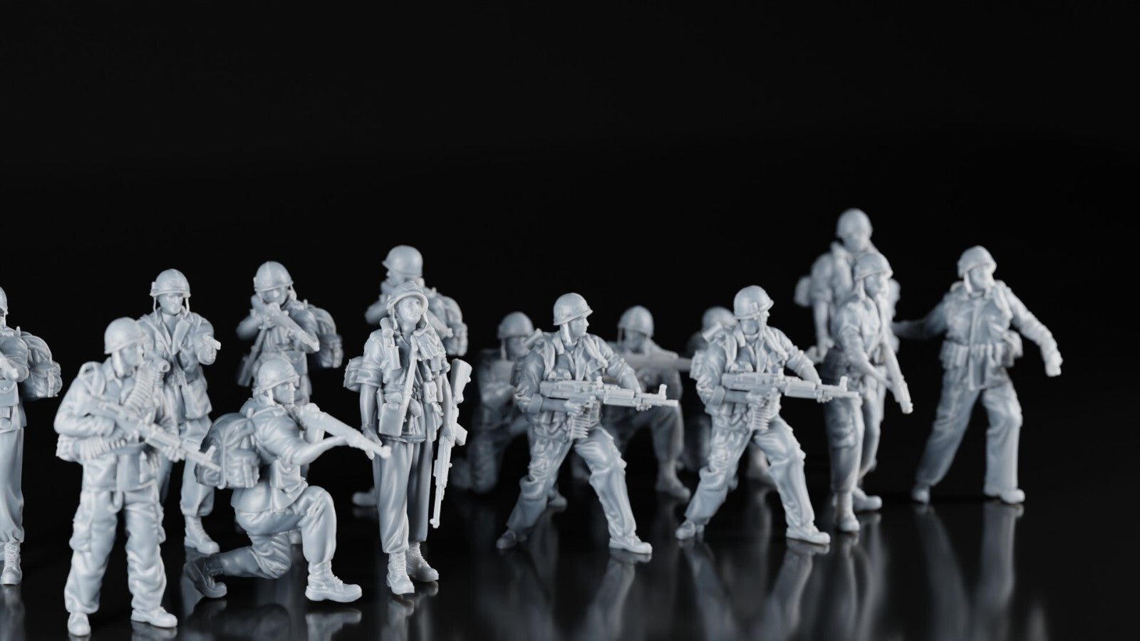 US Army Infantry - 1/43 - Vietnam War Soldiers x15 - 3D Model - Resin