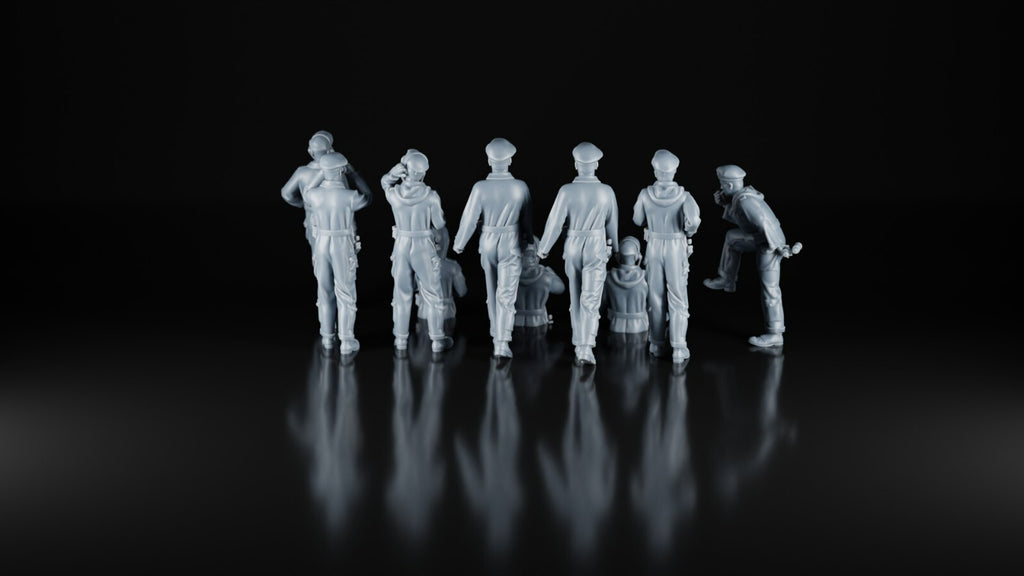British Tank Crews X10 - 1/87 - WW2 Military Model - 3D Printed Resin