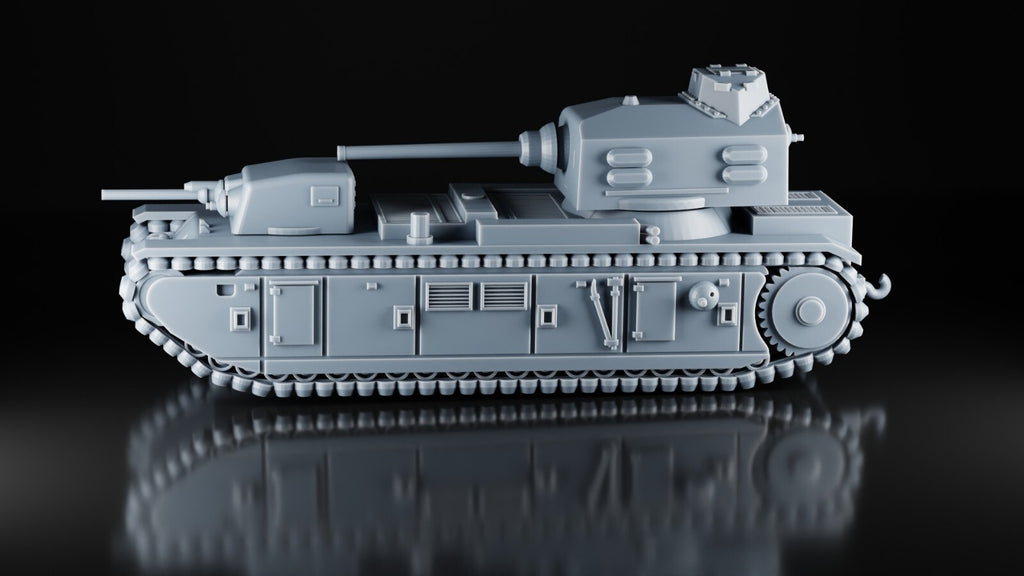 FCM F1 French Army - 1/87 - WW2 Military Model - 3D Printed Resin